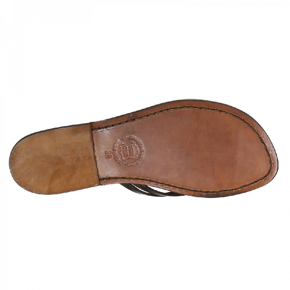 Lartigiano Del Cuoio Scarpe a schiava fatte a mano in pelle testa di moro Vendita Economica