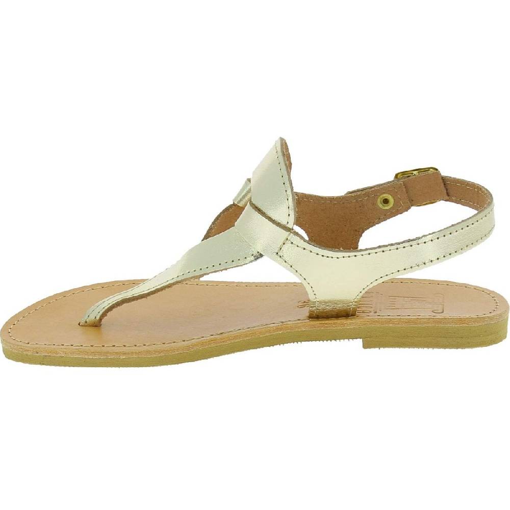 Lartigiano Del Cuoio Sandali infradito a goccia da donna fatti a mano in pelle di vitello laminata oro Moda