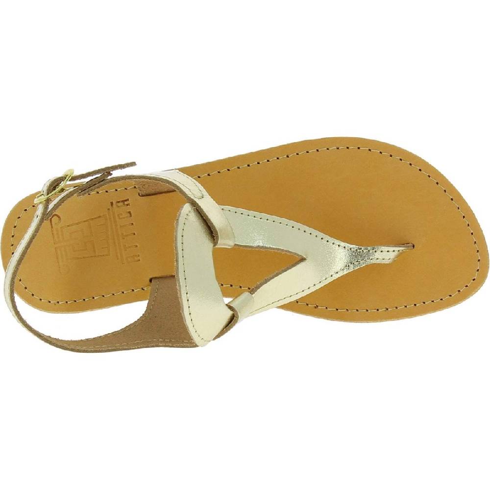 Lartigiano Del Cuoio Sandali infradito a goccia da donna fatti a mano in pelle di vitello laminata oro Moda