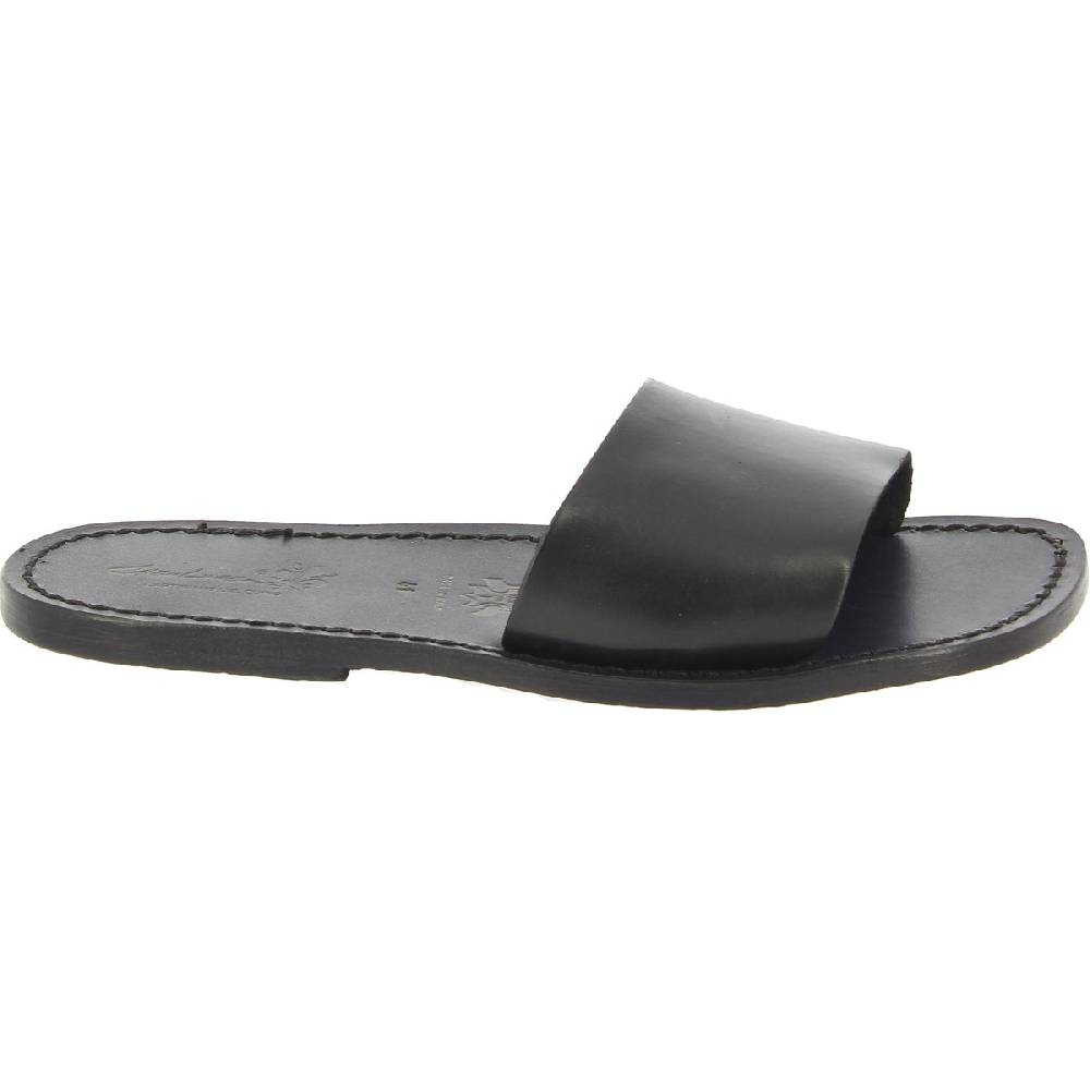 Lartigiano Del Cuoio Ciabatte da uomo in pelle di vitello nero artigianali Online Outlet
