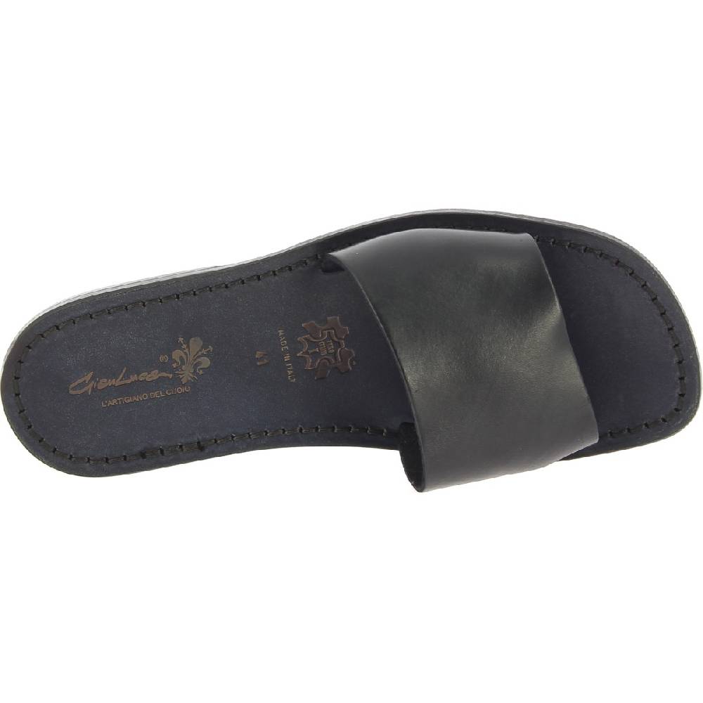 Lartigiano Del Cuoio Ciabatte da uomo in pelle di vitello nero artigianali Online Outlet