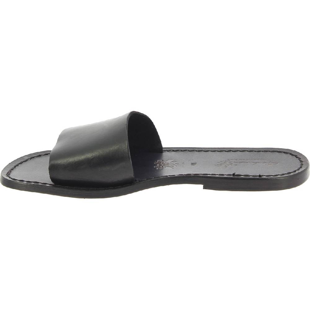 Lartigiano Del Cuoio Ciabatte da uomo in pelle di vitello nero artigianali Online Outlet