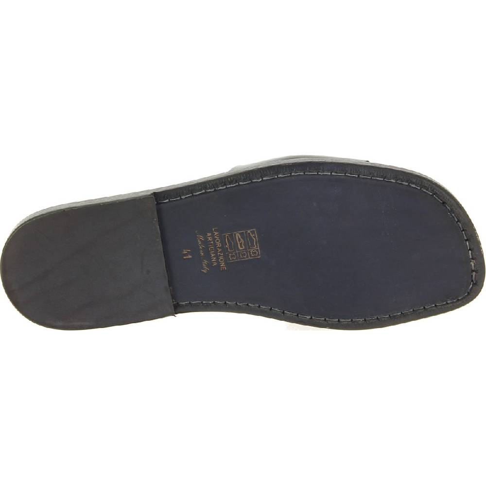 Lartigiano Del Cuoio Ciabatte da uomo in pelle di vitello nero artigianali Online Outlet