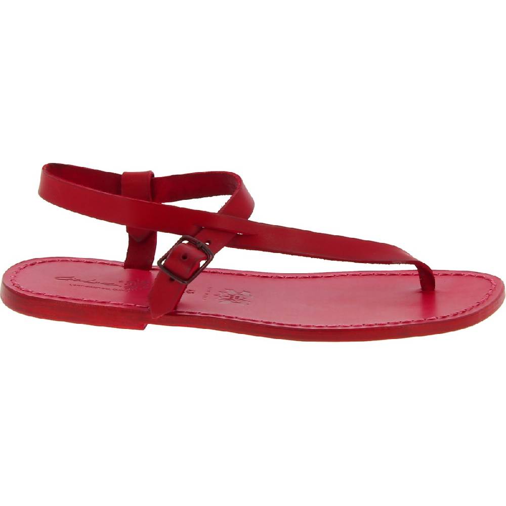 Lartigiano Del Cuoio Sandali infradito in cuoio rosso fatti a mano Fino al 50% di sconto