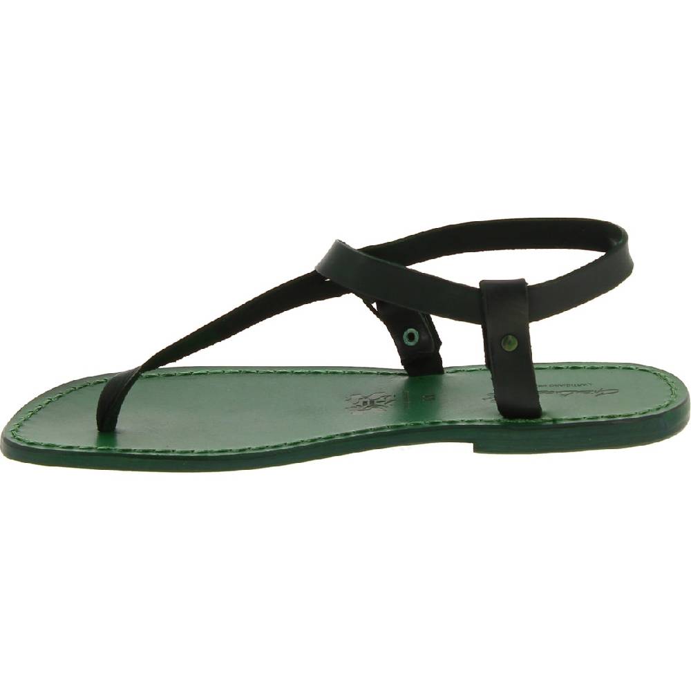 Lartigiano Del Cuoio Sandali infradito in pelle verde fatti a mano Fino al 65% di sconto
