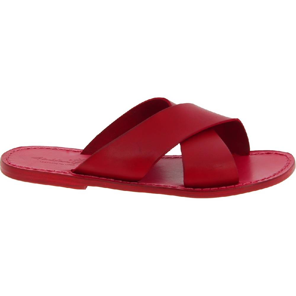 Lartigiano Del Cuoio Ciabatte uomo in pelle rossa realizzate a mano in Italia Only for today