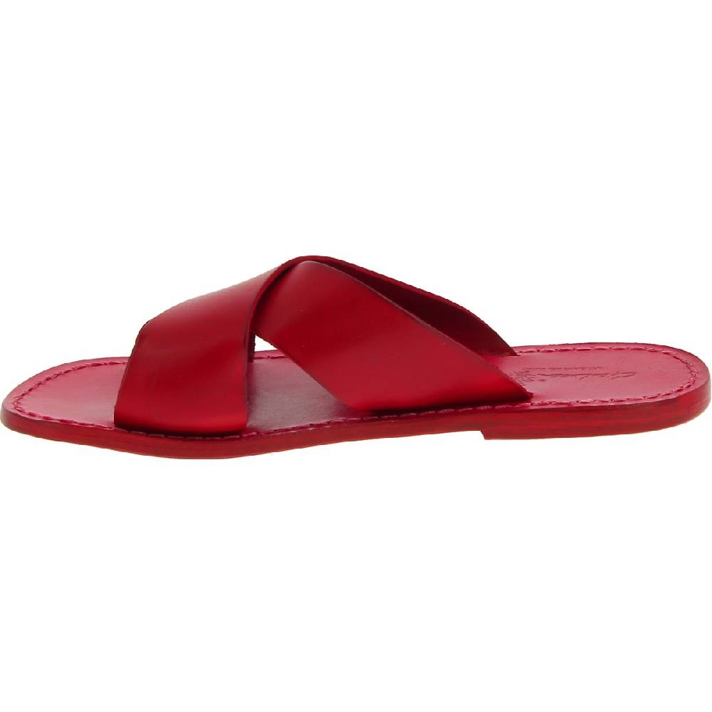 Lartigiano Del Cuoio Ciabatte uomo in pelle rossa realizzate a mano in Italia Only for today