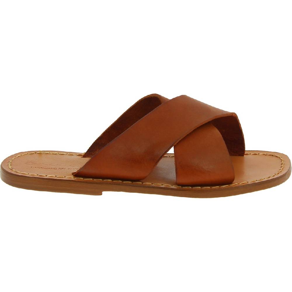 Lartigiano Del Cuoio Ciabatte da uomo in pelle color cuoio realizzata a mano in Italia Discount Store per i nuovi prodotti