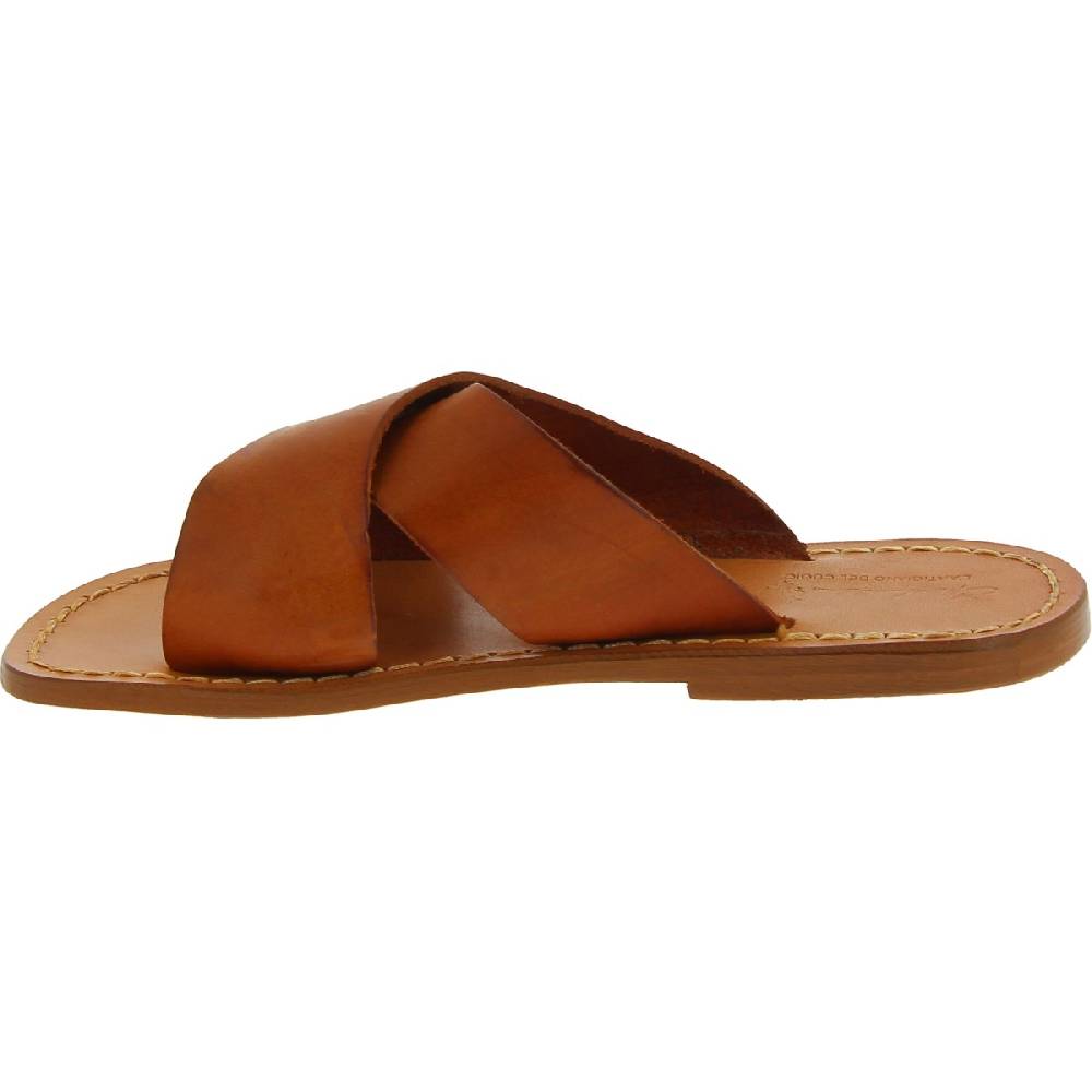 Lartigiano Del Cuoio Ciabatte da uomo in pelle color cuoio realizzata a mano in Italia Discount Store per i nuovi prodotti