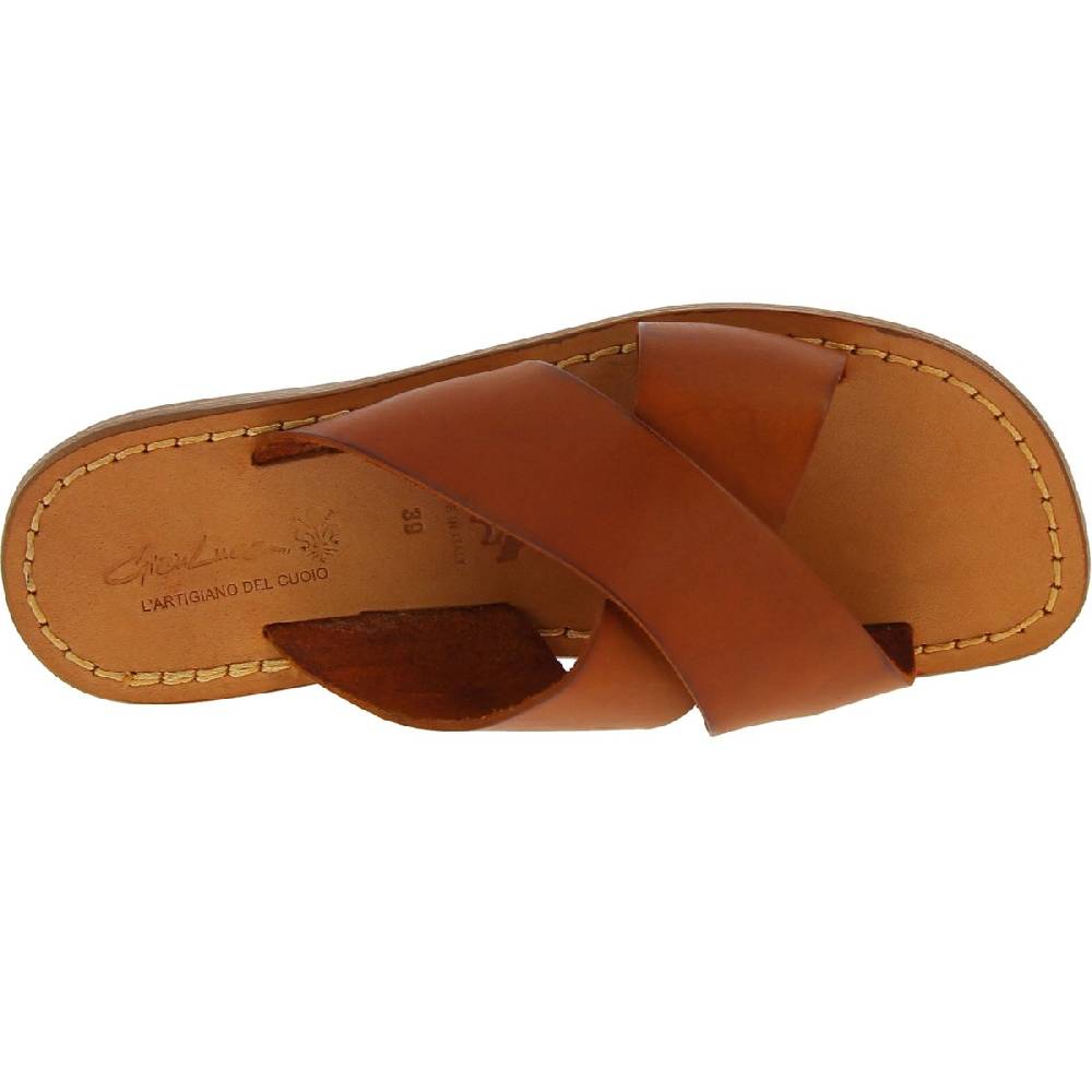Lartigiano Del Cuoio Ciabatte da uomo in pelle color cuoio realizzata a mano in Italia Discount Store per i nuovi prodotti