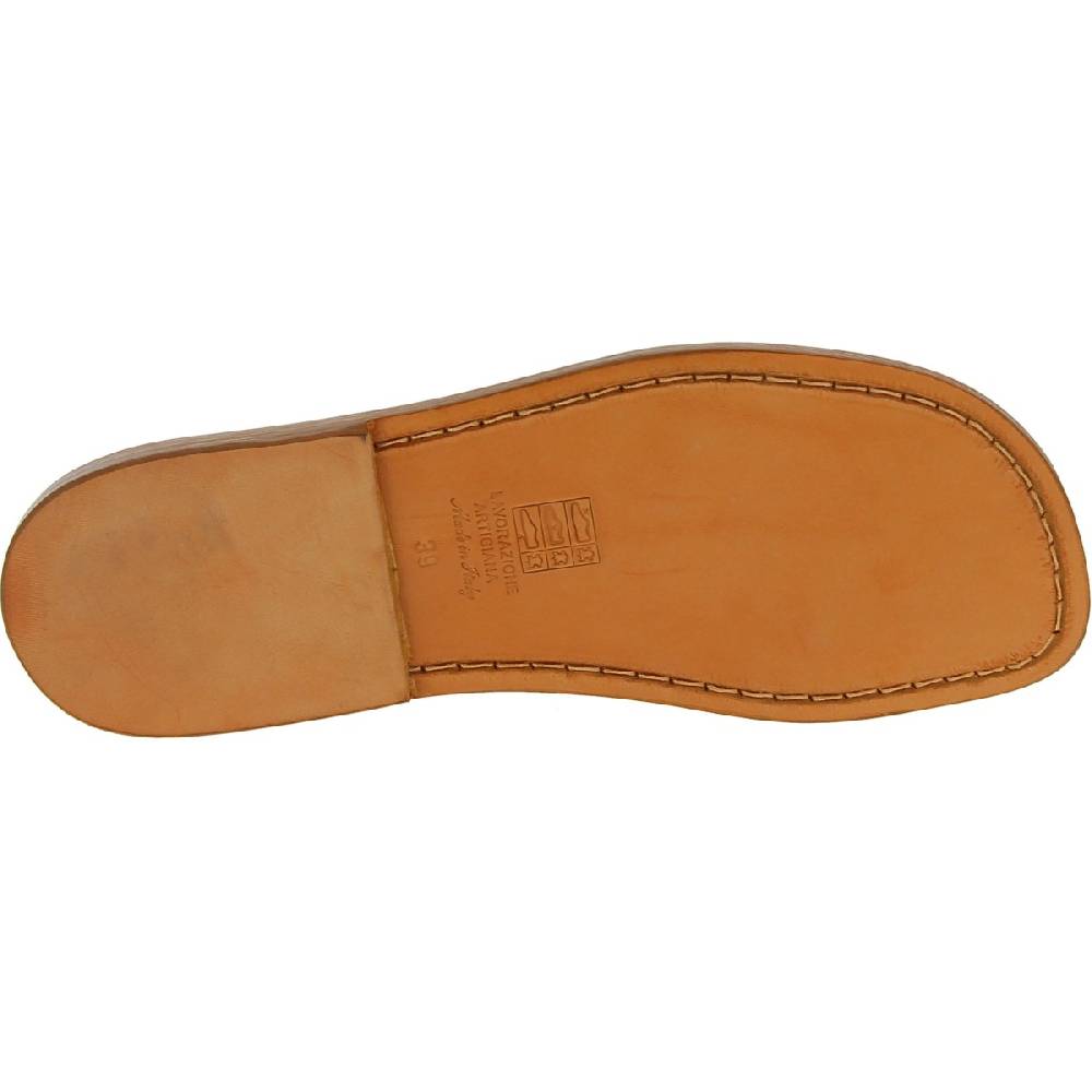 Lartigiano Del Cuoio Ciabatte da uomo in pelle color cuoio realizzata a mano in Italia Discount Store per i nuovi prodotti