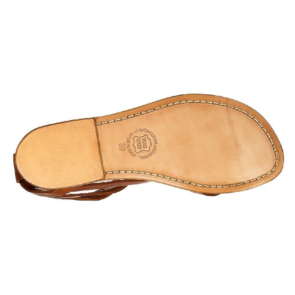 Lartigiano Del Cuoio Sandali gladiator donna fatti a mano in pelle colore cuoio antico Trasporto libero internazionale