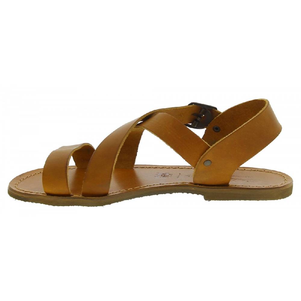 Lartigiano Del Cuoio Sandali alla francescana donna in pelle color cuoio artigianali Esporta salva