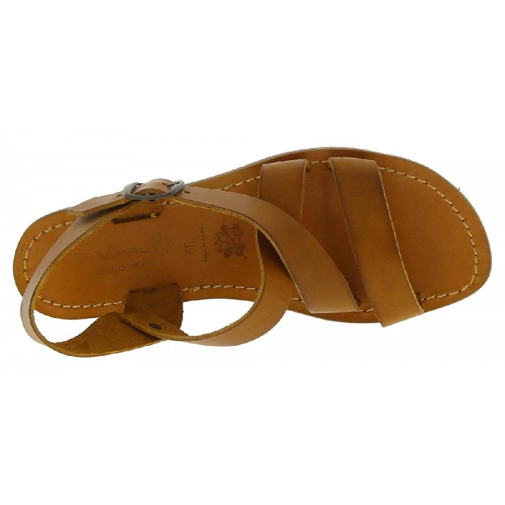 Lartigiano Del Cuoio Sandali alla francescana donna in pelle color cuoio artigianali Esporta salva