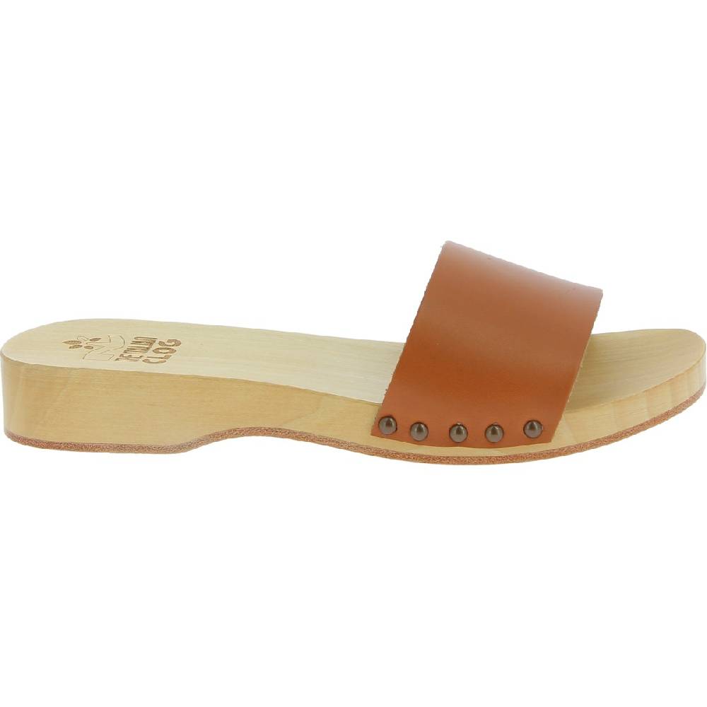 Lartigiano Del Cuoio Zoccoli in legno da uomo con fascia in pelle color cuoio Qualità Garantita