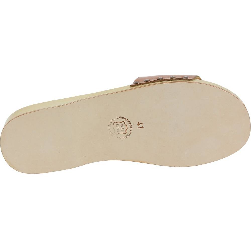 Lartigiano Del Cuoio Zoccoli in legno da uomo con fascia in pelle color cuoio Qualità Garantita