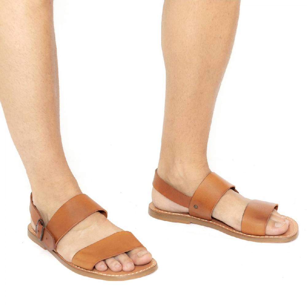 Lartigiano Del Cuoio Sandali uomo fatti a mano in pelle color cuoio antico Shopping Online