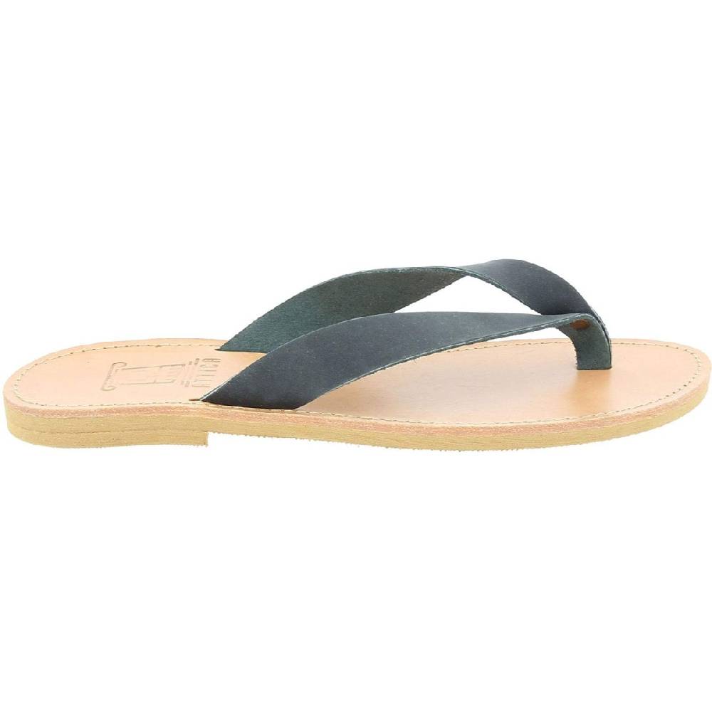 Lartigiano Del Cuoio Sandali infradito slip-on da uomo in pelle nabuk nera fatti a mano Presa