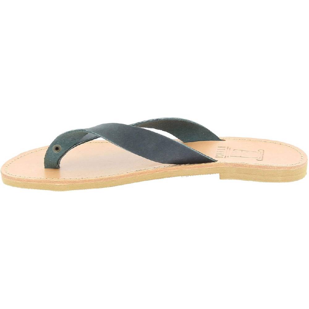 Lartigiano Del Cuoio Sandali infradito slip-on da uomo in pelle nabuk nera fatti a mano Presa