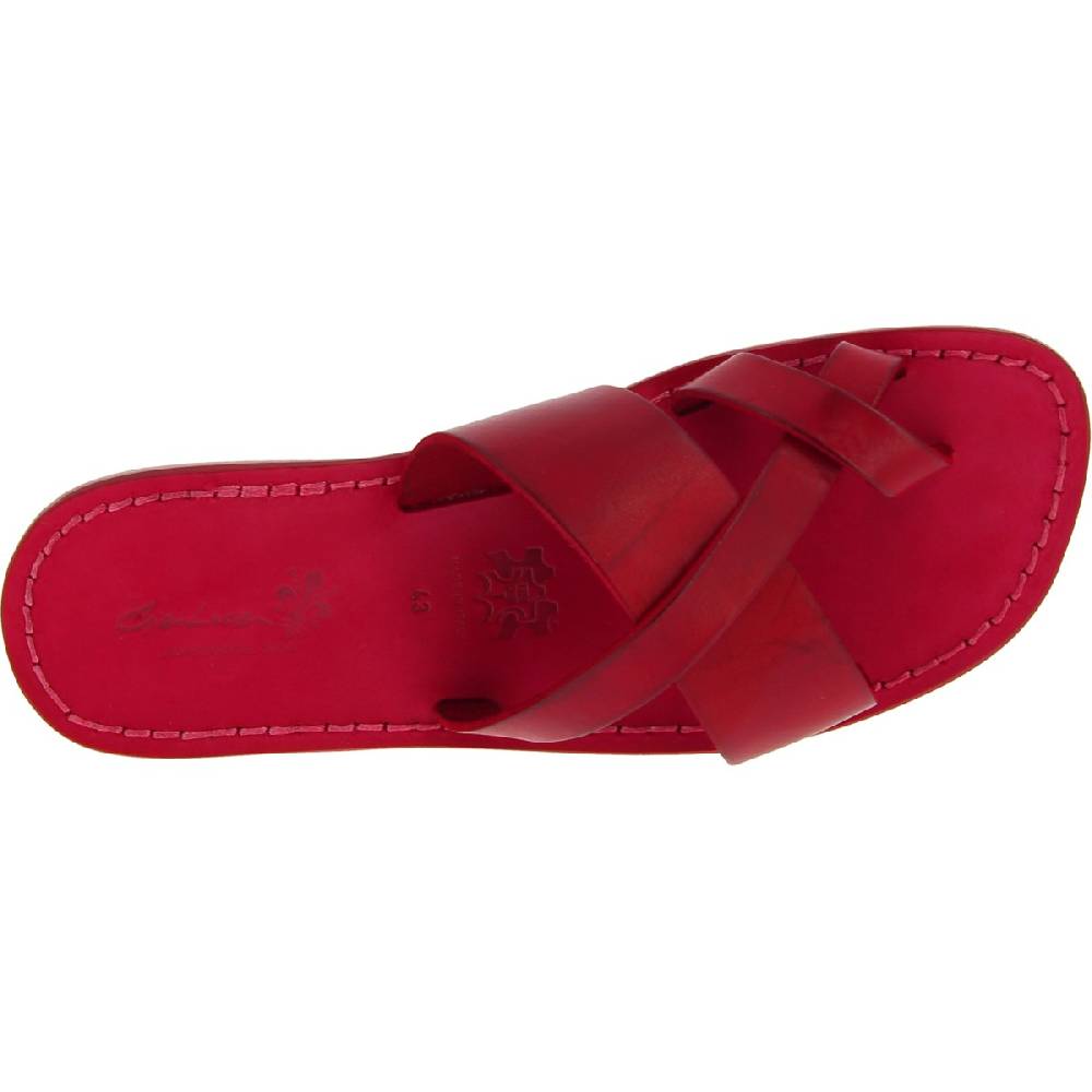Lartigiano Del Cuoio Infradito in pelle rossa intrecciata sull'alluce e suola in cuoio Outlet