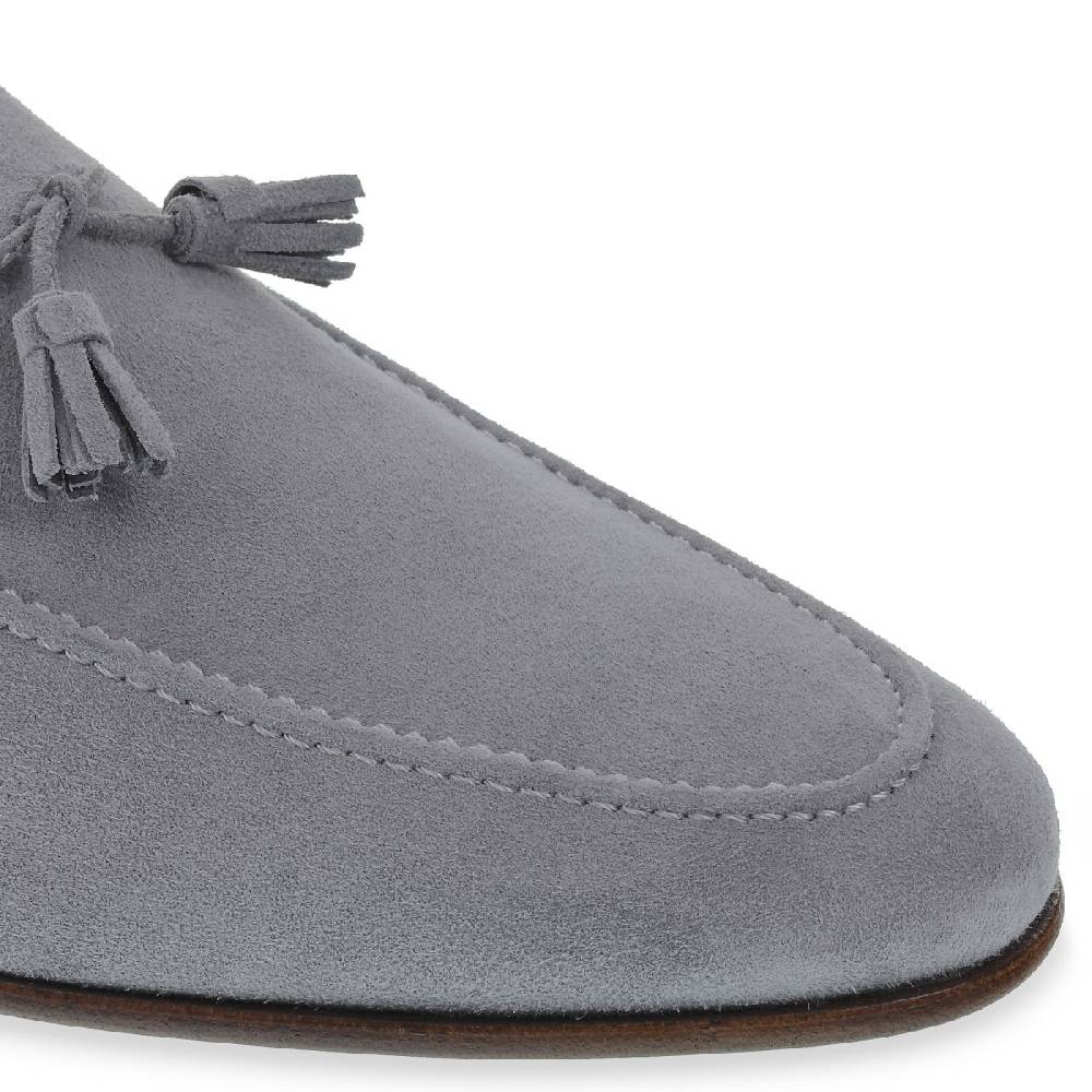 Lartigiano Del Cuoio Mocassino in camoscio grigio con nappine fatto a mano da Fratelli Borgioli Shopping online