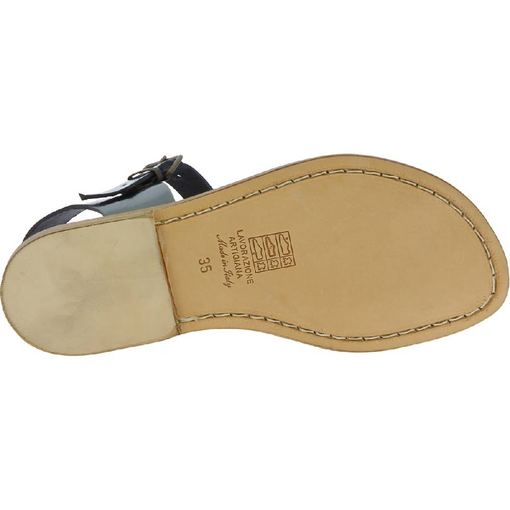 Lartigiano Del Cuoio Sandali da donna in pelle color titanio fatti a mano in Italia Offerta Giorno del Papà