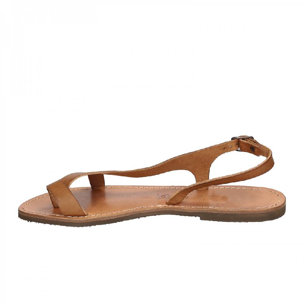 Lartigiano Del Cuoio Sandali infradito artigianali da donna in pelle color cuoio Offerta San Valentino