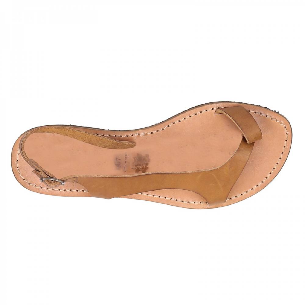 Lartigiano Del Cuoio Sandali infradito artigianali da donna in pelle color cuoio Offerta San Valentino