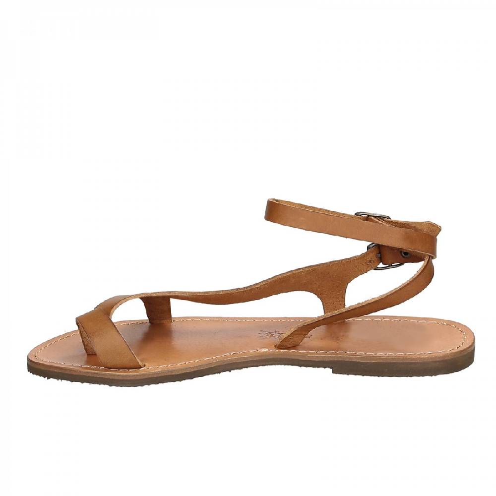 Lartigiano Del Cuoio Sandali infradito artigianali da donna in pelle color cuoio Offerta San Valentino
