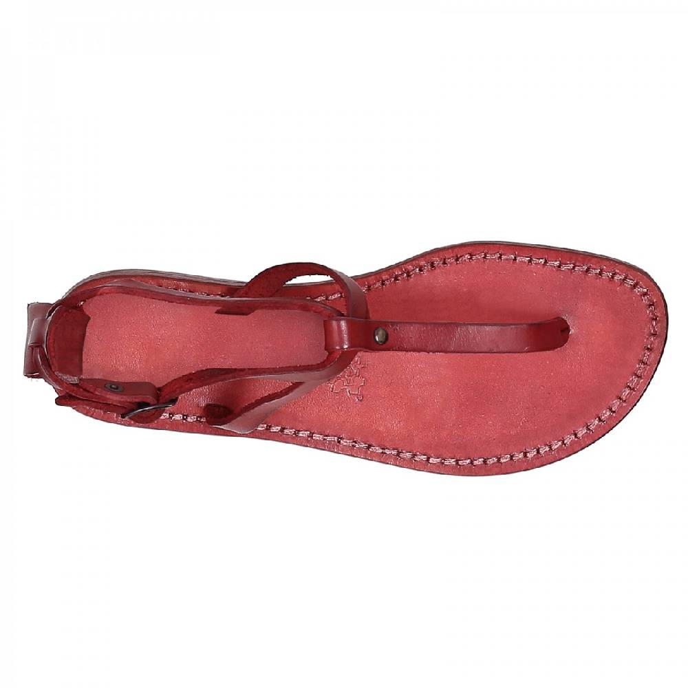 Lartigiano Del Cuoio Sandali infradito donna fatti a mano in pelle rosso Vendita calda