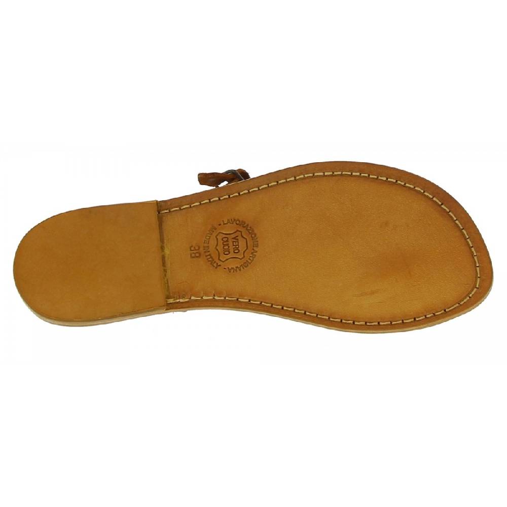 Lartigiano Del Cuoio Sandali infradito artigianali da donna in pelle color cuoio Latest fashion