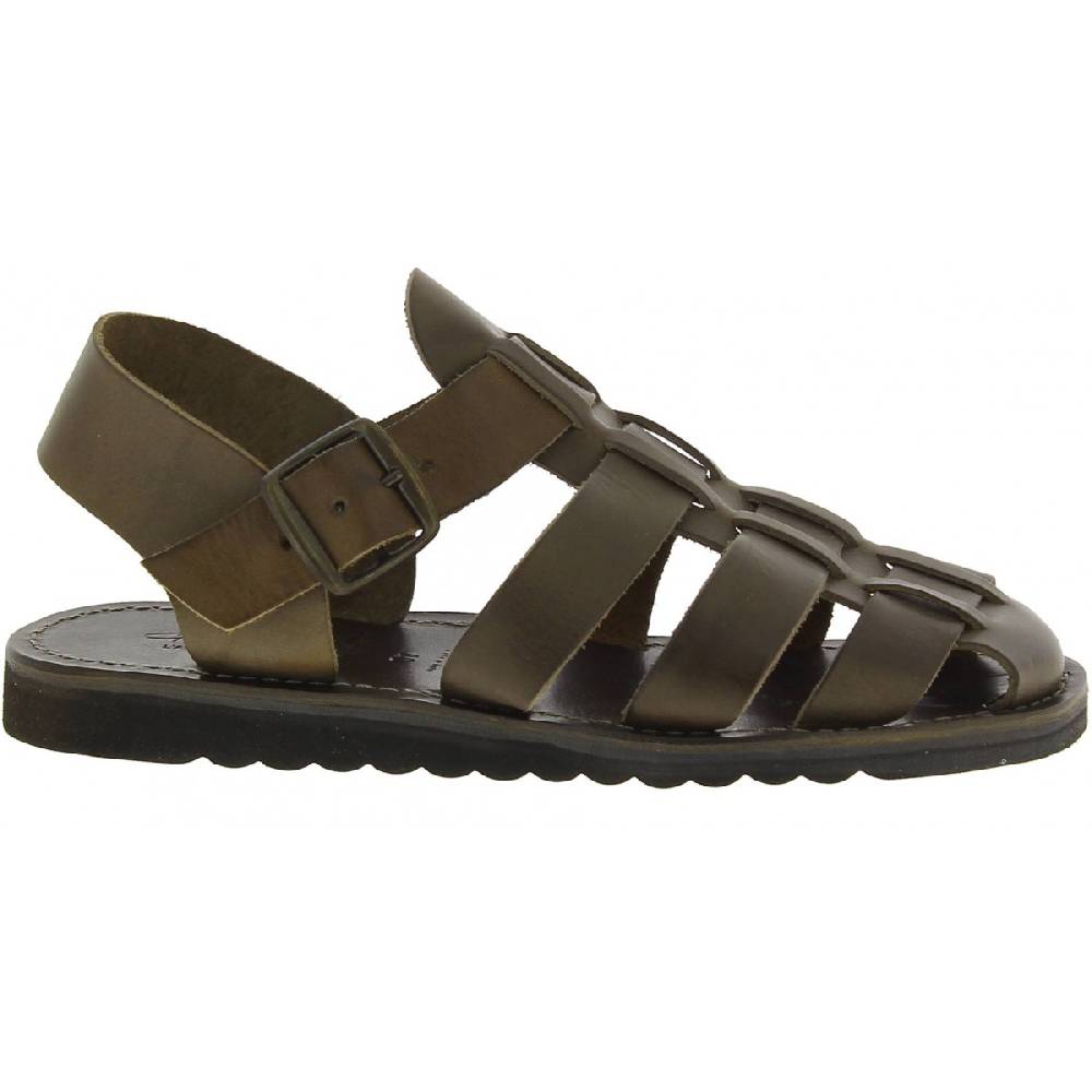 Lartigiano Del Cuoio Sandali uomo fatti a mano in pelle color fango suola gomma spessa Liquidazione