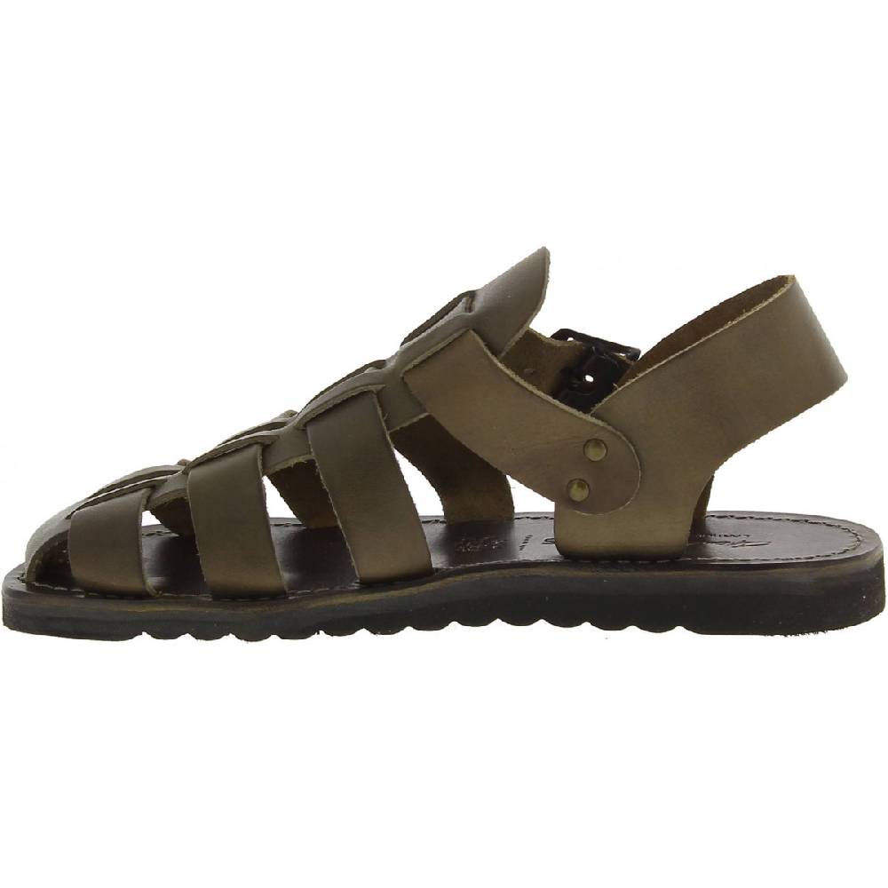 Lartigiano Del Cuoio Sandali uomo fatti a mano in pelle color fango suola gomma spessa Liquidazione