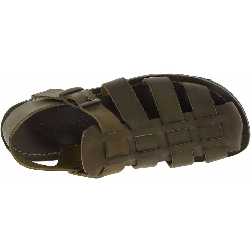Lartigiano Del Cuoio Sandali uomo fatti a mano in pelle color fango suola gomma spessa Liquidazione
