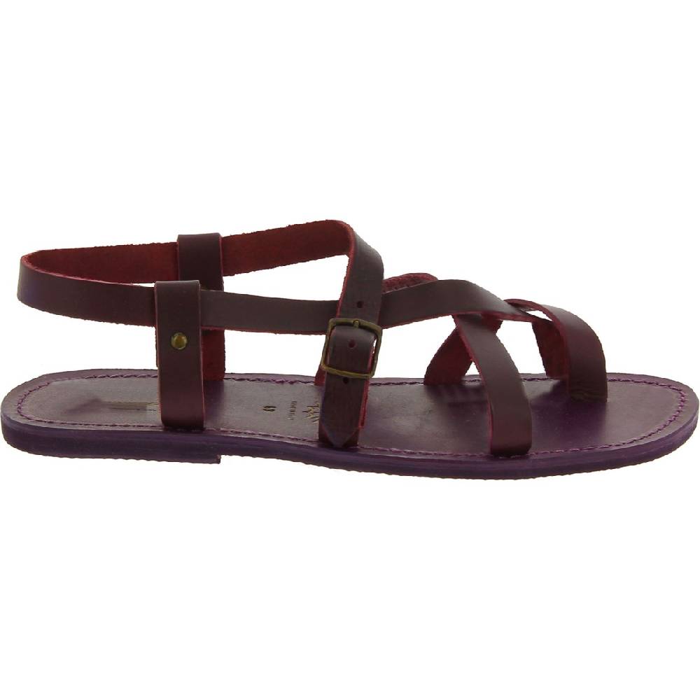 Lartigiano Del Cuoio Sandali uomo in cuoio artigianali in pelle color viola Fino al 55% di sconto