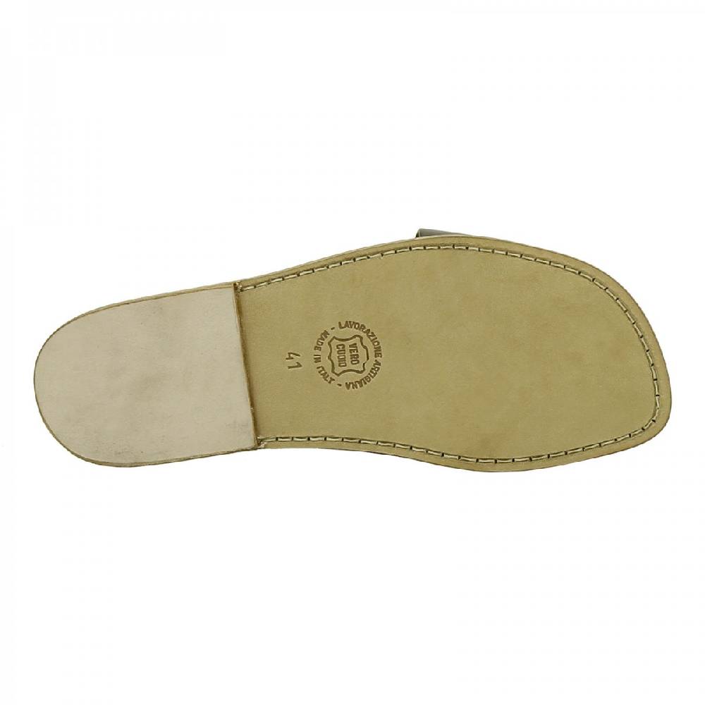 Lartigiano Del Cuoio Ciabatte infradito uomo in pelle color fango artigianali Enormi sconti