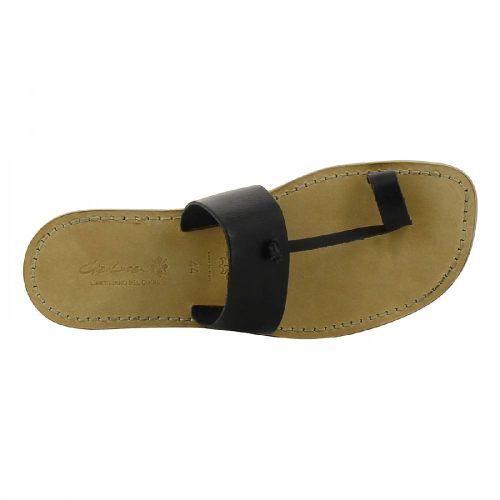Lartigiano Del Cuoio Ciabatte infradito neri da uomo in pelle artigianali 50% di sconto con spedizione gratuita