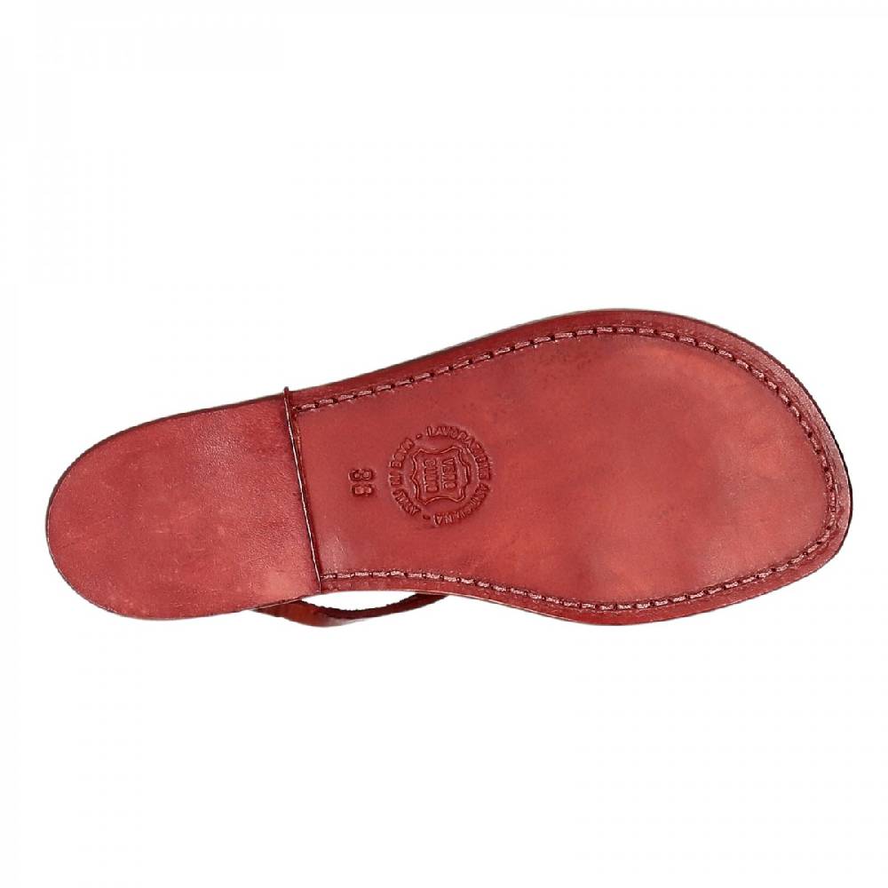 Lartigiano Del Cuoio Sandali cuoio artigianali donna in pelle rosso Saldi Di Fabbrica