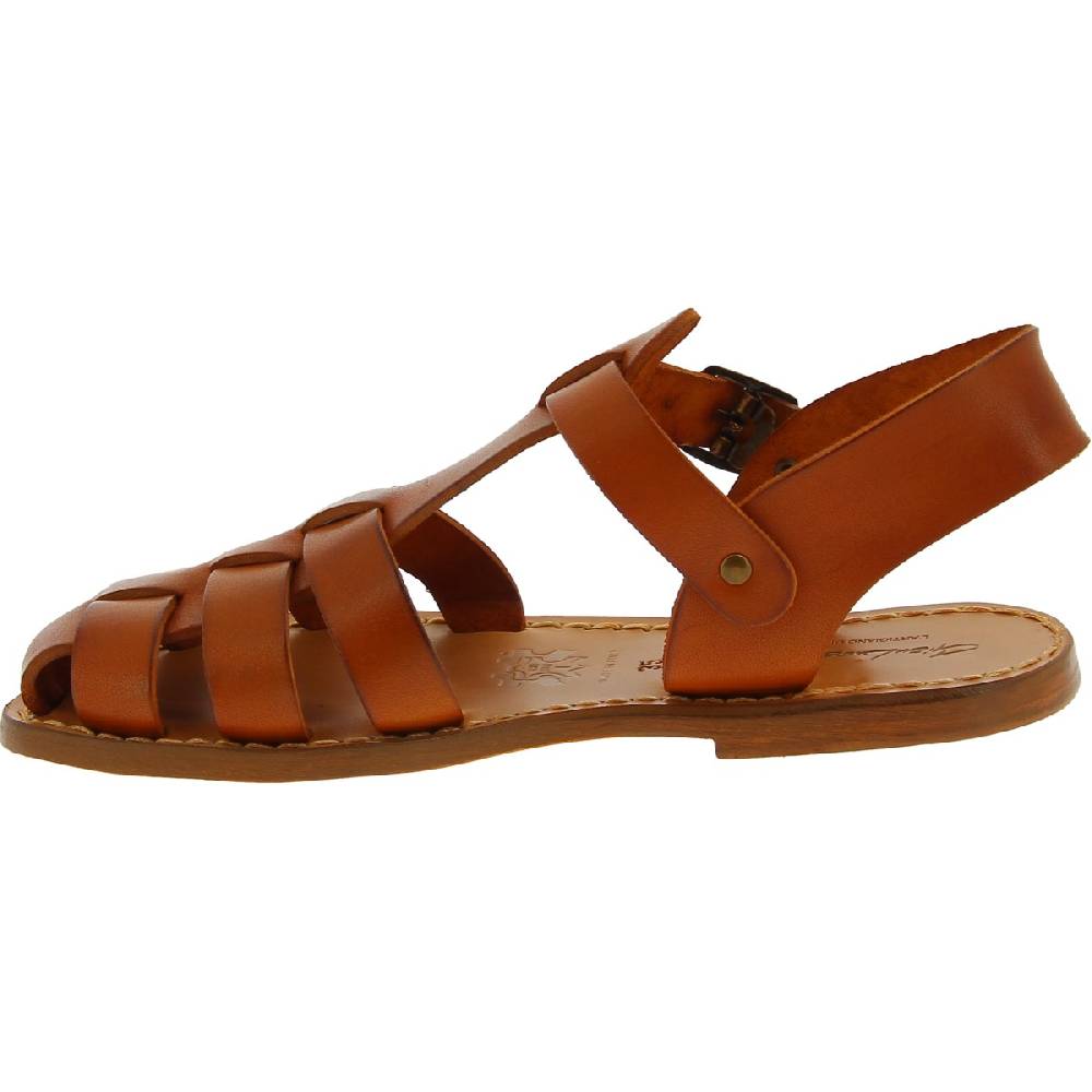 Lartigiano Del Cuoio Sandali bassi in pelle color cuoio fatti a mano in Italia Sconto di tempo limitato