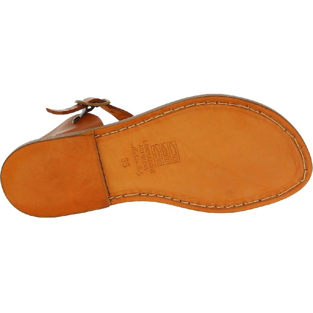 Lartigiano Del Cuoio Sandali bassi in pelle color cuoio fatti a mano in Italia Sconto di tempo limitato