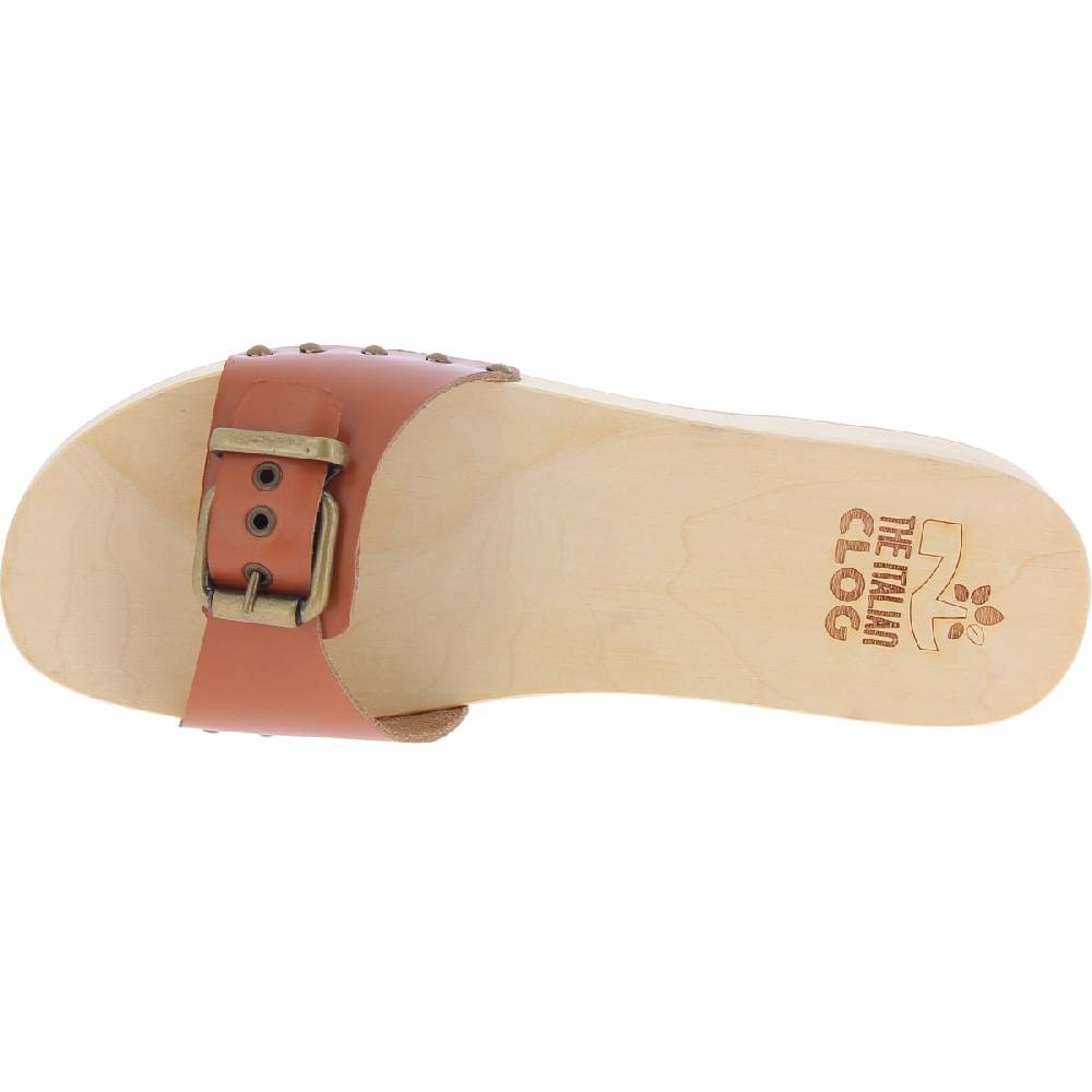 Lartigiano Del Cuoio Zoccoli in legno uomo con fascia regolabile in pelle color cuoio Negozio online di fabbrica