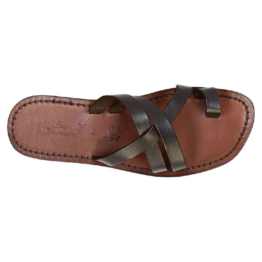 Lartigiano Del Cuoio Ciabatte infradito uomo artigianali in pelle color testa di moro Flash Sale
