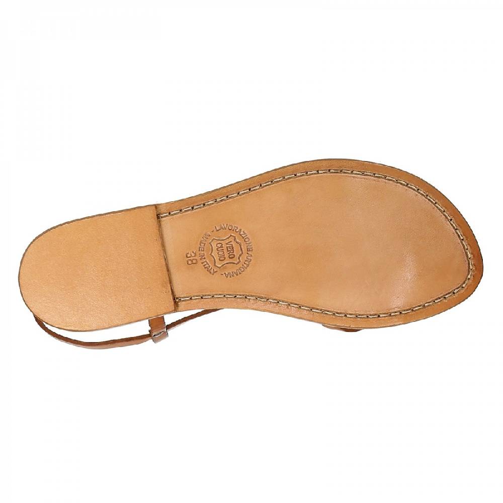 Lartigiano Del Cuoio Sandali cuoio artigianali donna fatti a mano in pelle colore cuoio antico Offerta San Valentino