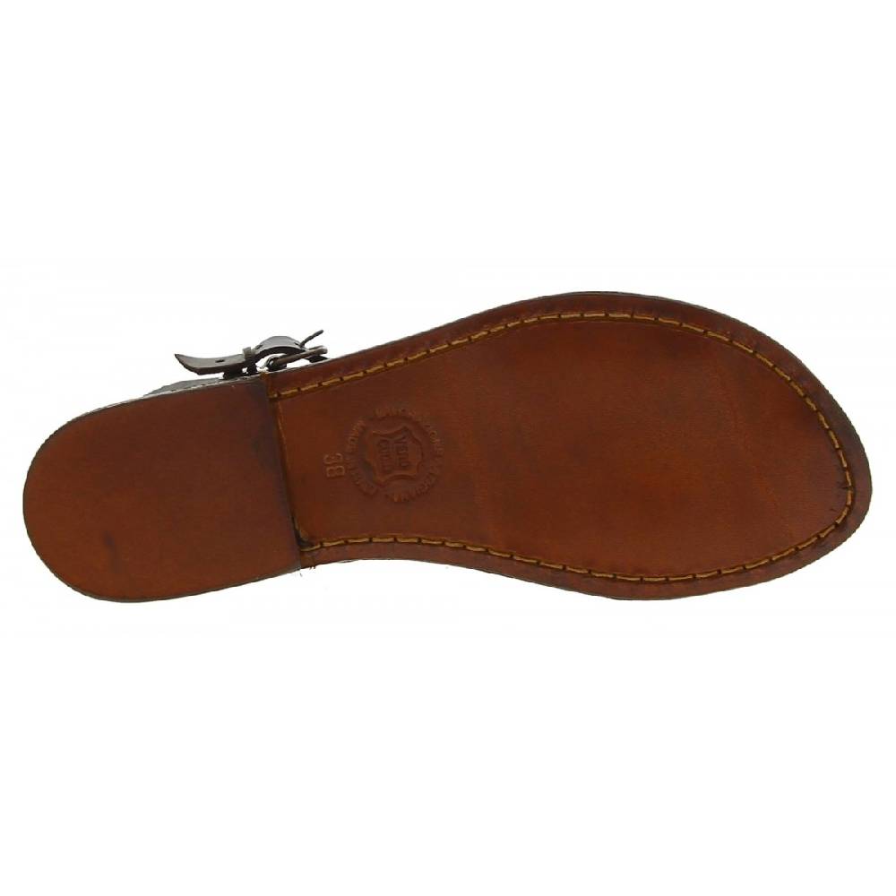 Lartigiano Del Cuoio Sandali bassi in pelle color testa di moro fatti a mano in Italia Latest fashion