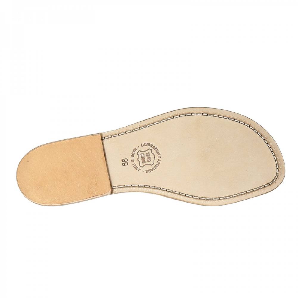 Lartigiano Del Cuoio Sandali schiava bassi da donna in pelle laminata bronzo Offerta temporanea