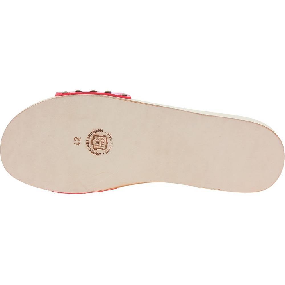 Lartigiano Del Cuoio Zoccoli di legno artigianali da donna con fascia regolabile in pelle rossa Lightning offer