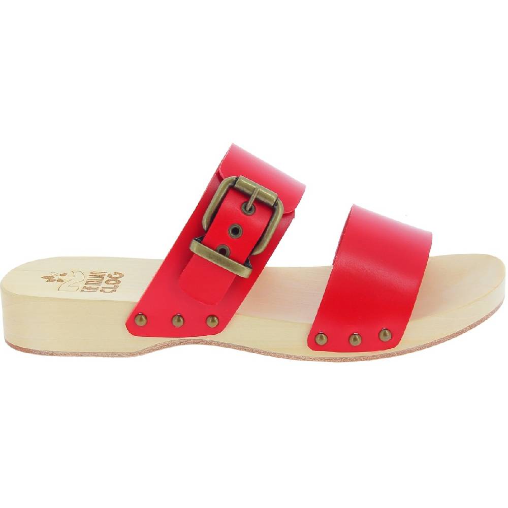 Lartigiano Del Cuoio Zoccoli artigianali da uomo con doppia fascia regolabile in pelle rossa Super Saving Price