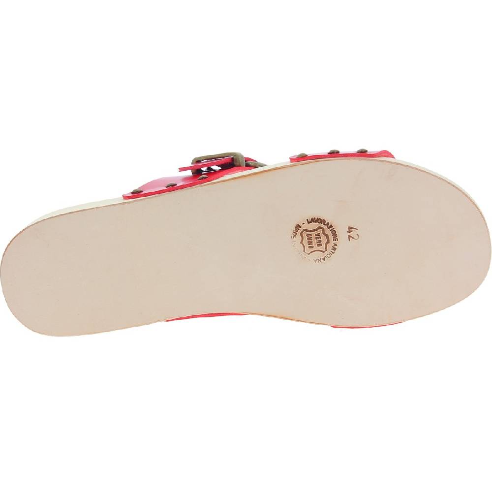 Lartigiano Del Cuoio Zoccoli artigianali da uomo con doppia fascia regolabile in pelle rossa Super Saving Price