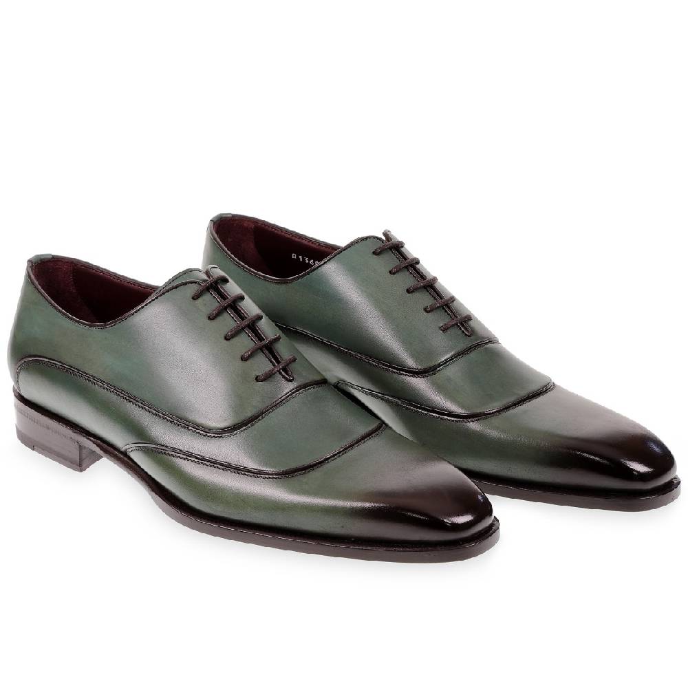 Lartigiano Del Cuoio Scarpe oxford da uomo in pelle verde tinta a mano da Fratelli Borgioli Promozione temporanea