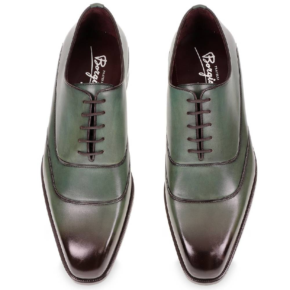 Lartigiano Del Cuoio Scarpe oxford da uomo in pelle verde tinta a mano da Fratelli Borgioli Promozione temporanea